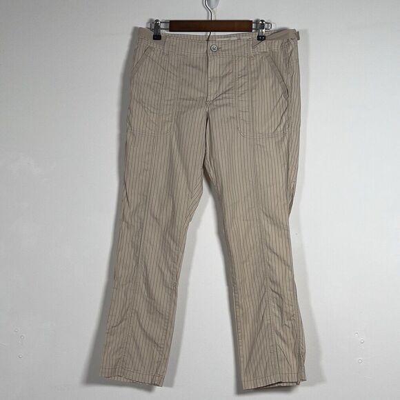 Anthropologie Hei Hei Raye Fold Over Cropped Pants Womens Sz 31 Cream Striped - Picture 2 of 16